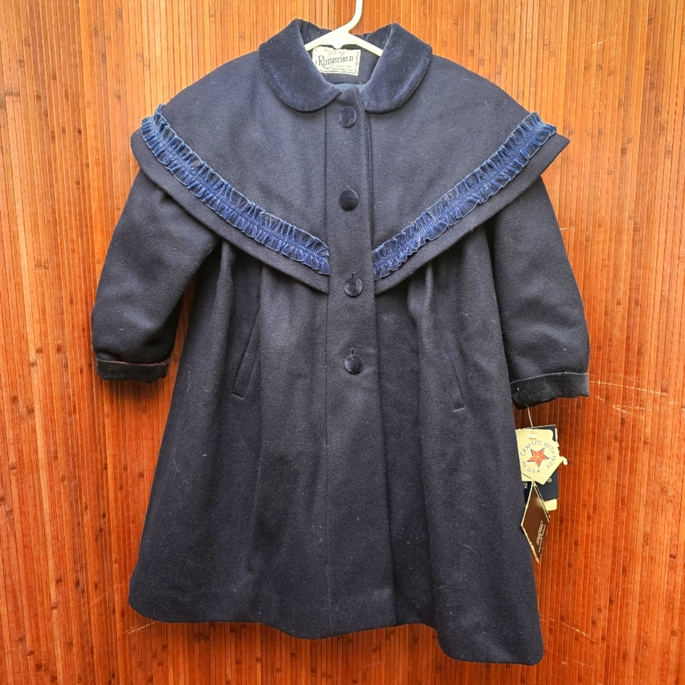 Navy Wool Vintage Kids Coat - Rothschild